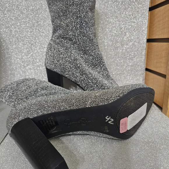 Jessica Simpson Glittering Silver Heeled Boots - Picture 5 of 5